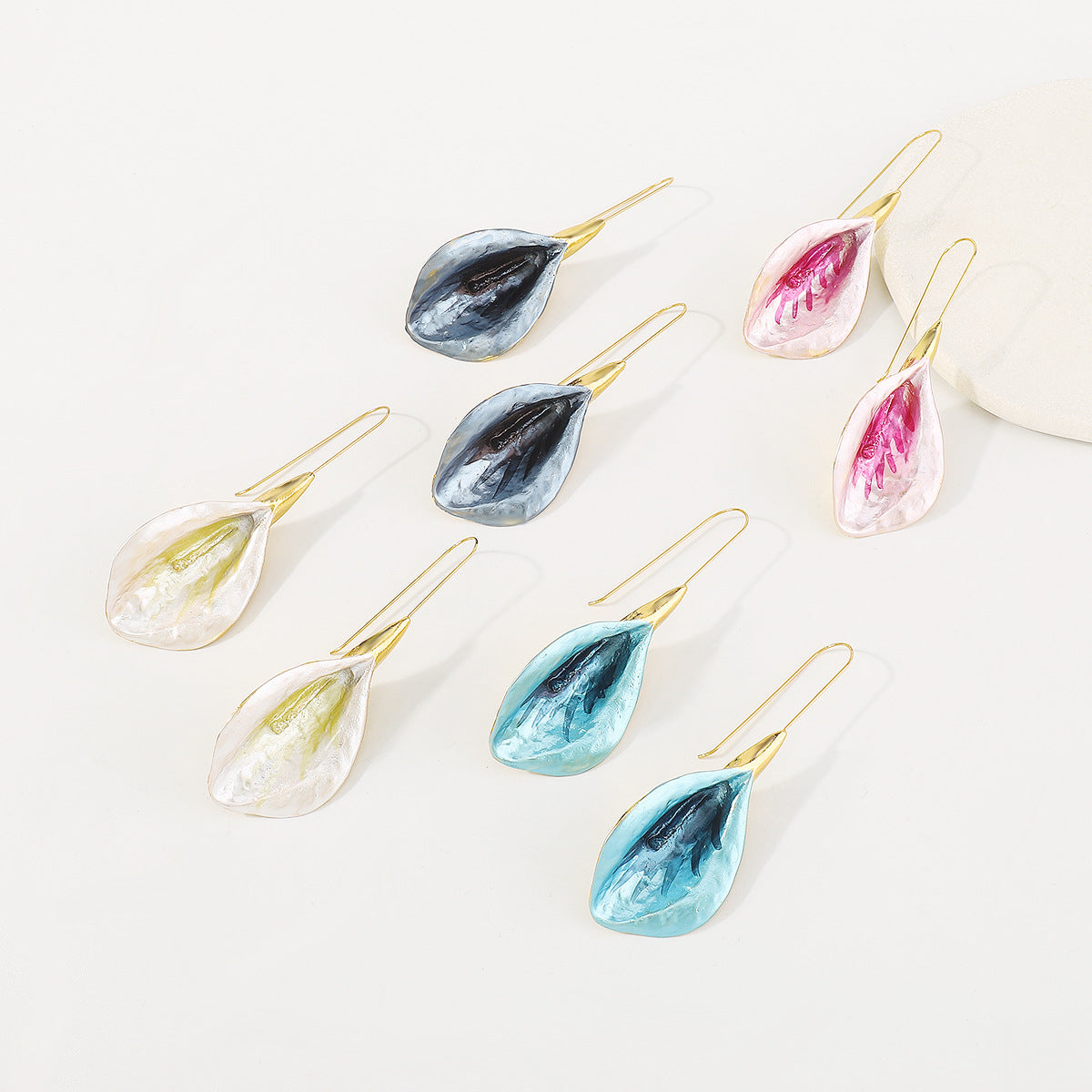 Wholesale Fashion Colorful Floral Alloy Oil Drop Long Earrings
